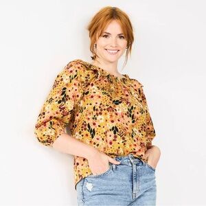 Sonoma Floral Print Off-The -Shoulder Cotton Top - Size M